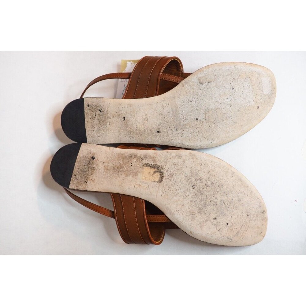 Gucci Brown Leather Thong GG Horsebit T Bar Sandals, Size 9.5 (US) 39.5 (EU) - Picture 6 of 8